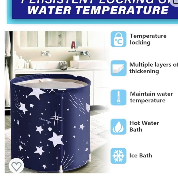 Portable Bathtub, Foldable Adult Japanese Soaking Bath Tub, BDL Freestanding Ice - Picture 3 of 5